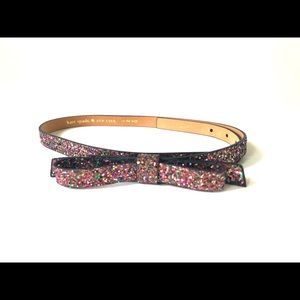 Kate spade glitter bow belt rainbow